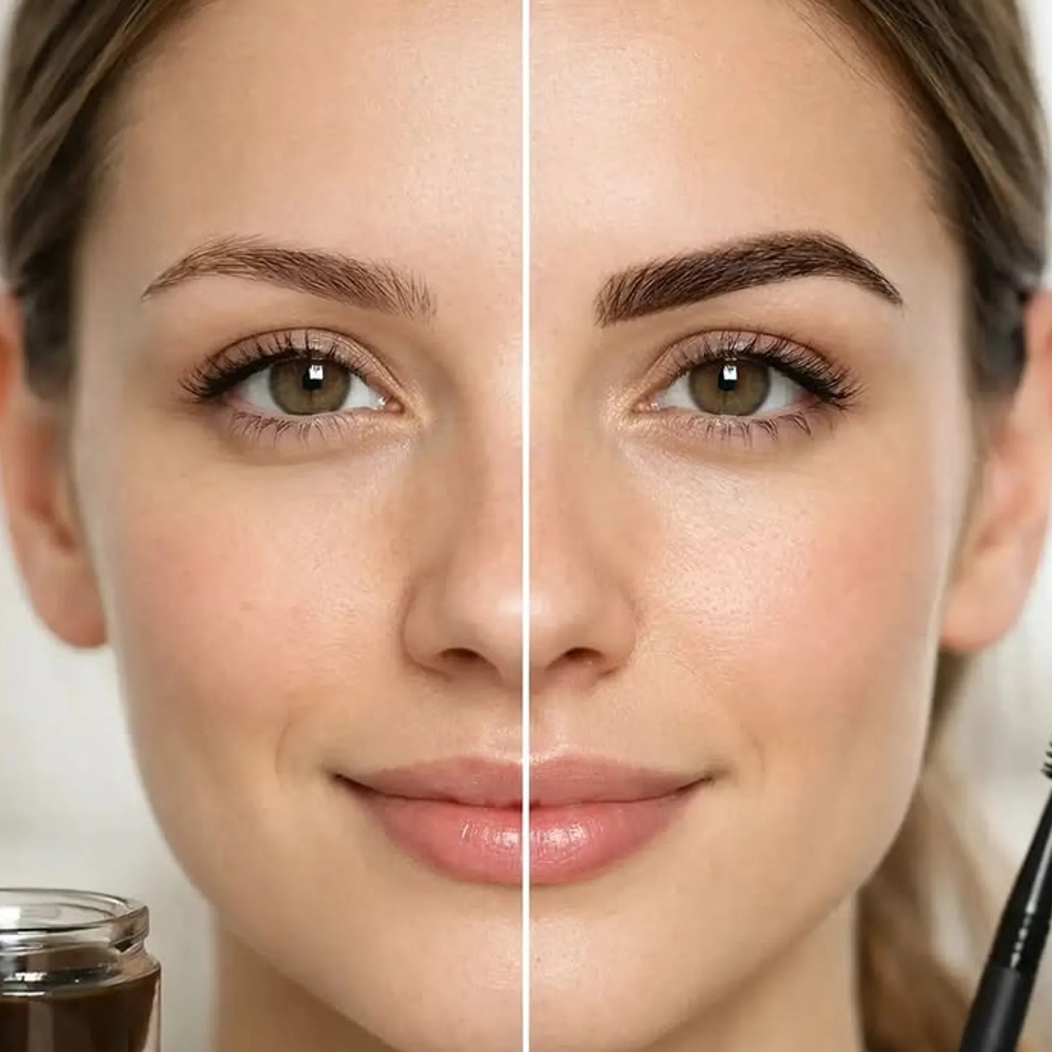 close-up of eyebrow enhancement permanent makeup