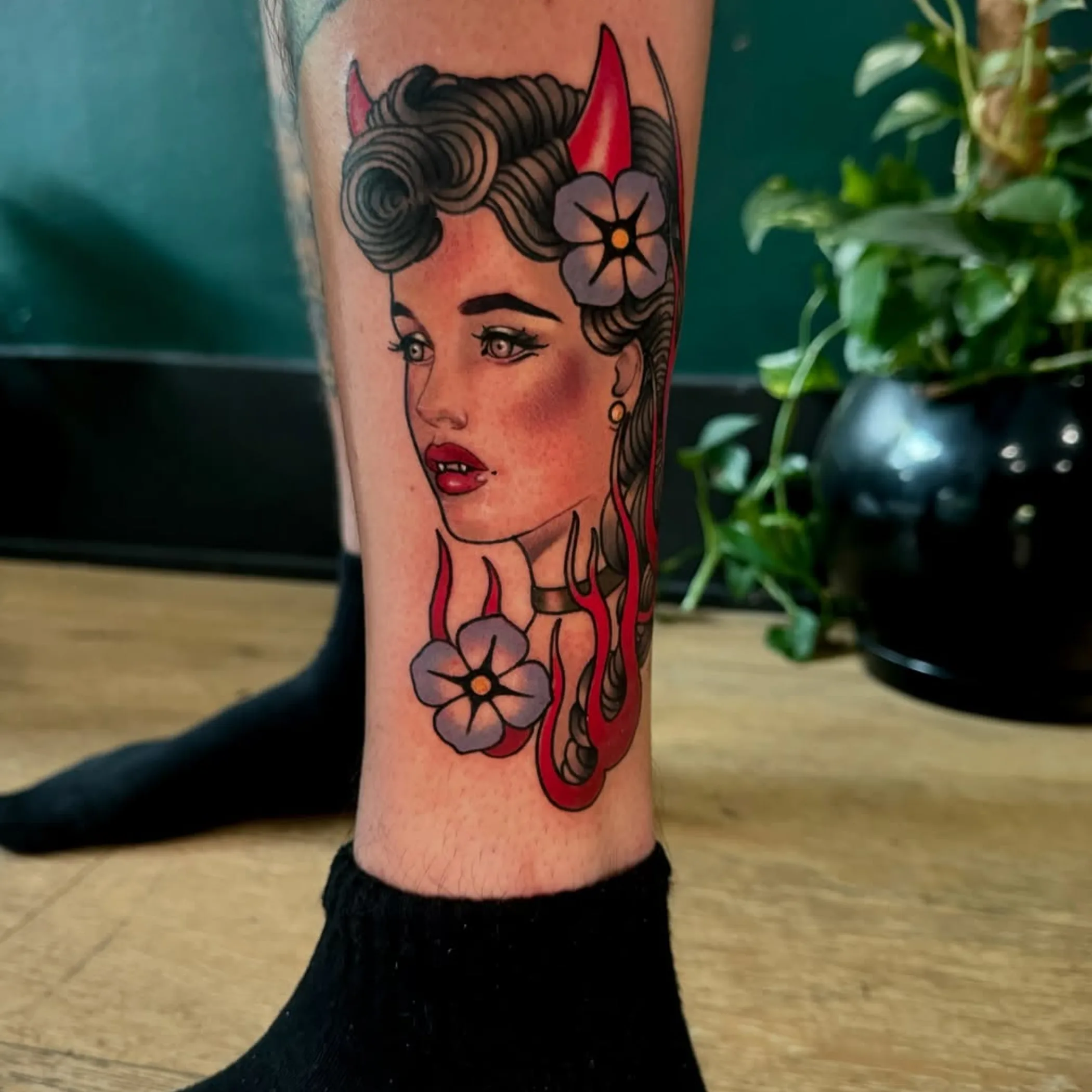 close-up of colorful tattoo ink