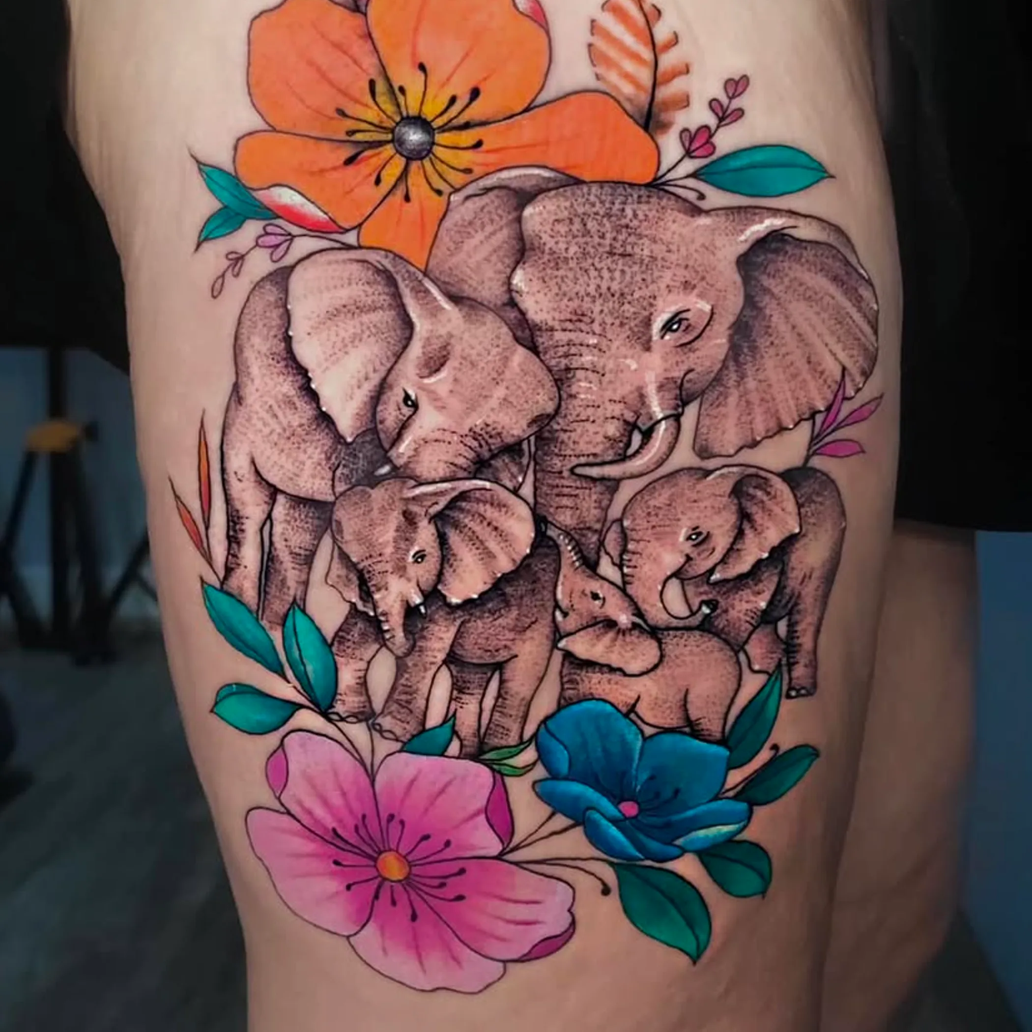 vibrant colorful tattoo on skin