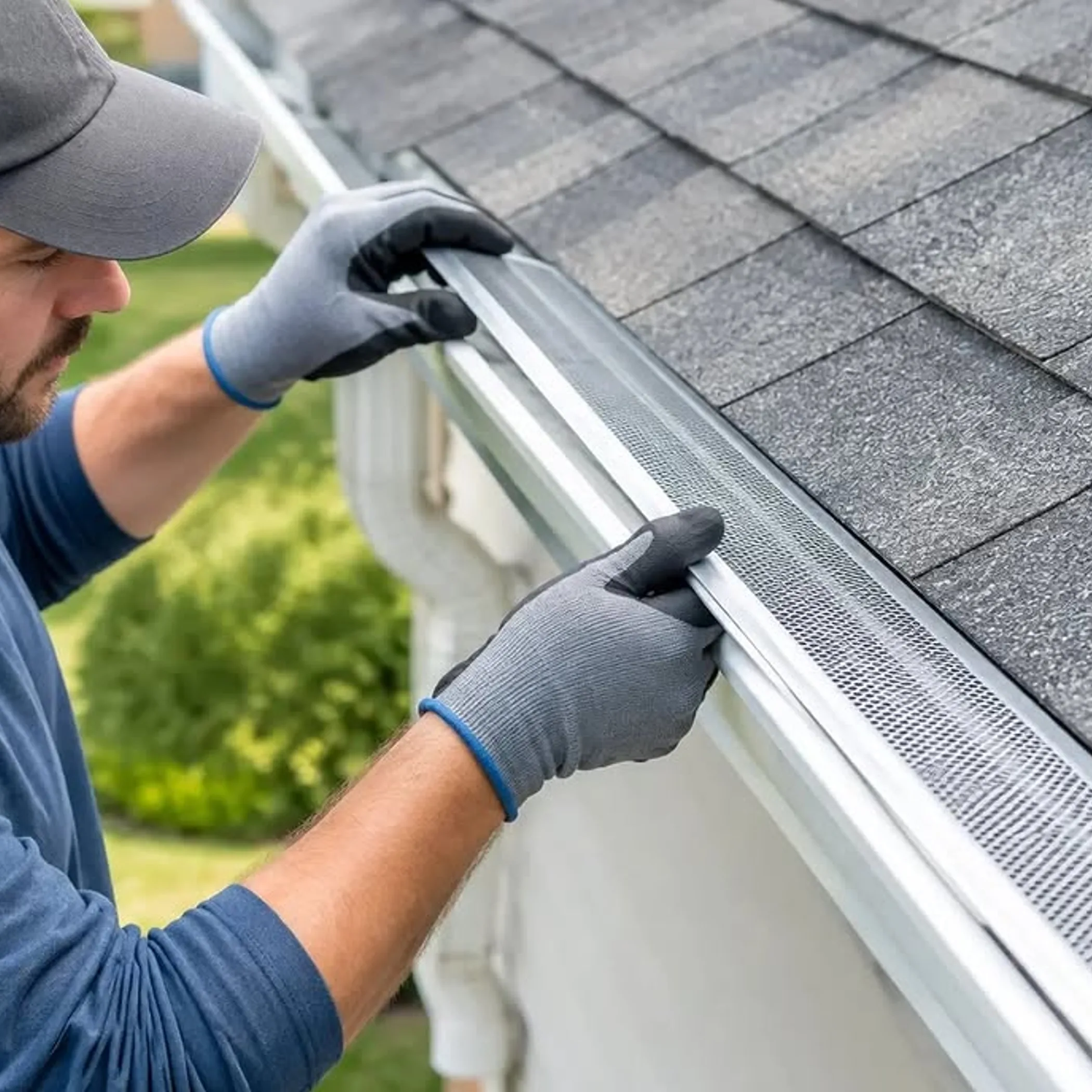 gutter maintenance in progress